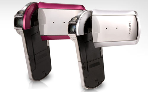 SANYO Xacti VPC-CS1 dual kamera i rosa och i vitt